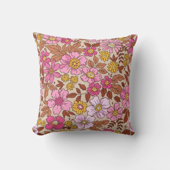 Elegant floral pattern in small hand draw flowers. cushion (Front)