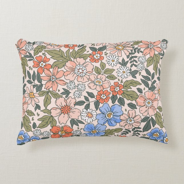 Elegant floral pattern in small hand draw flowers  decorative cushion (Front)