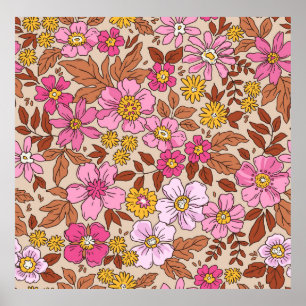 Elegant floral pattern in small hand draw flowers. poster