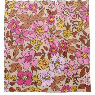 Elegant floral pattern in small hand draw flowers. shower curtain