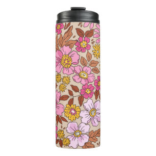 Elegant floral pattern in small hand draw flowers. thermal tumbler