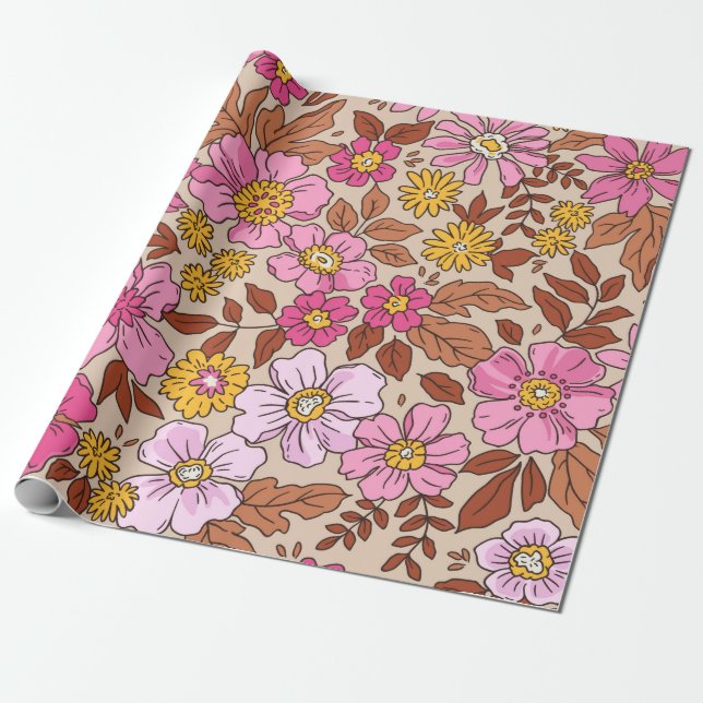 Elegant floral pattern in small hand draw flowers. wrapping paper (Unrolled)