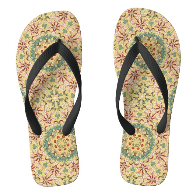Elegant floral Pattern kaleidoscope Flip Flops (Footbed)