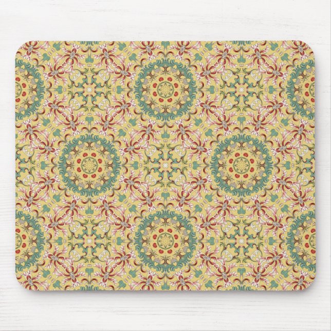 Elegant floral Pattern kaleidoscope Mouse Mat (Front)