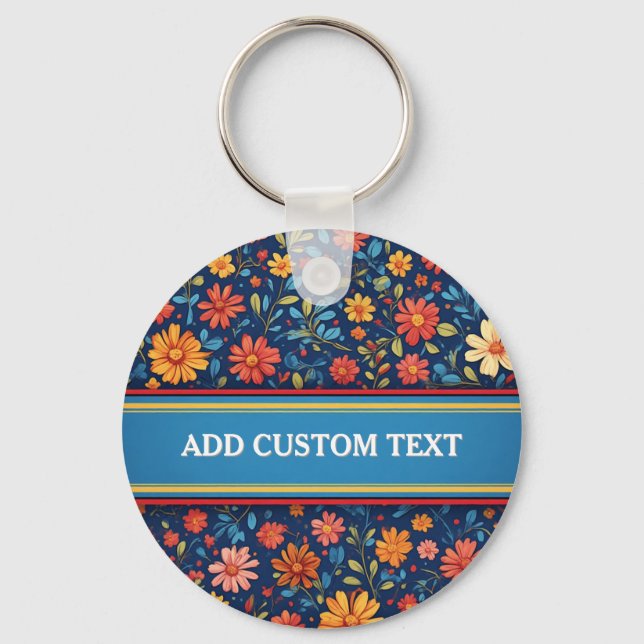 Elegant Floral Pattern Key Ring (Front)