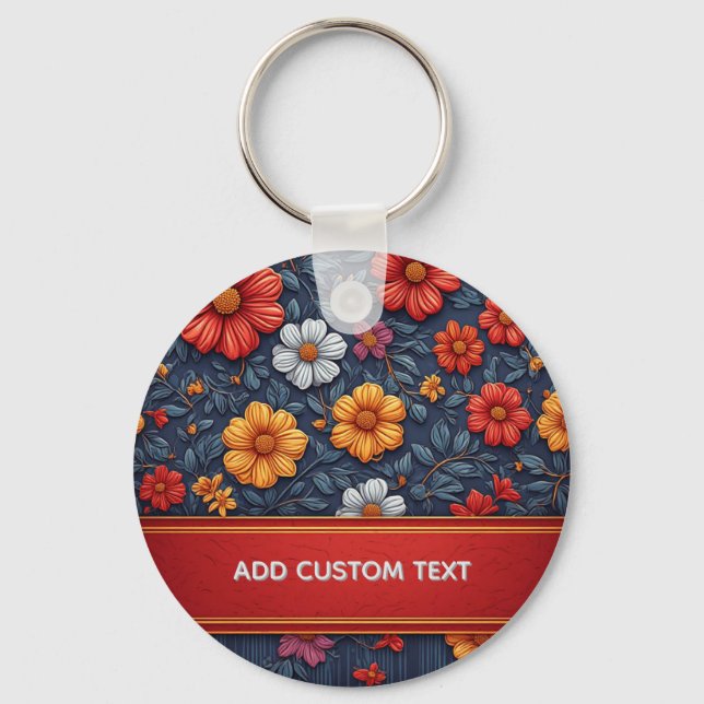 Elegant Floral Pattern Key Ring (Front)