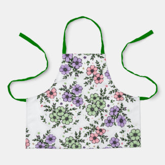 Elegant Floral Pattern Kitchen Apron with Vibrant