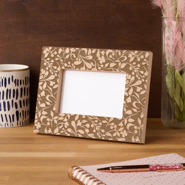Elegant Floral Pattern Laser Etched Picture Frame (Left)