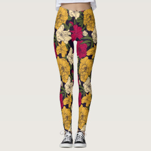 Elegant floral pattern leggings