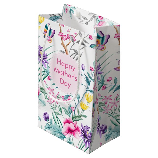 Elegant Floral Pattern | Mother's Day Small Gift Bag (Front Angled)