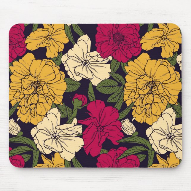 Elegant floral pattern mouse mat (Front)
