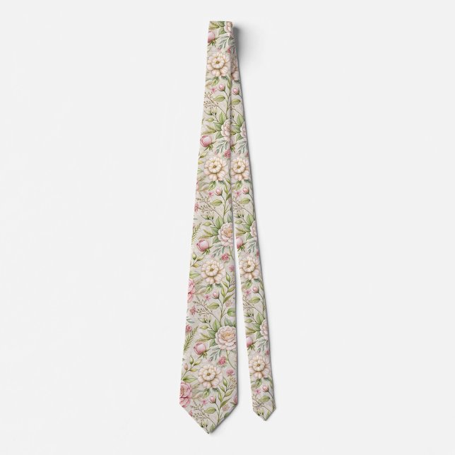 Elegant Floral Pattern Necktie Classic Style (Front)