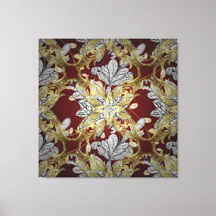 Elegant Floral Pattern Neutral Colours Gold Elemen Canvas Print
