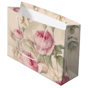 Elegant Floral Pattern of Pink Roses Large Gift Bag