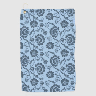 Elegant Floral Pattern on Light Blue Back Golf Towel