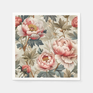 Elegant floral pattern. Pale pink peonies  Napkin