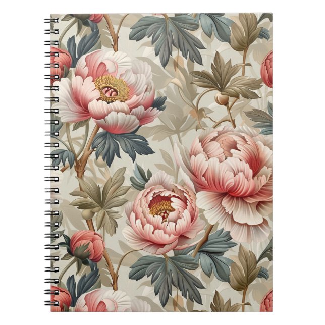 Elegant floral pattern. Pale pink peonies  Notebook (Front)