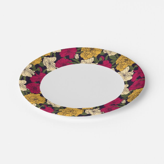 Elegant floral pattern paper plate (Angled)