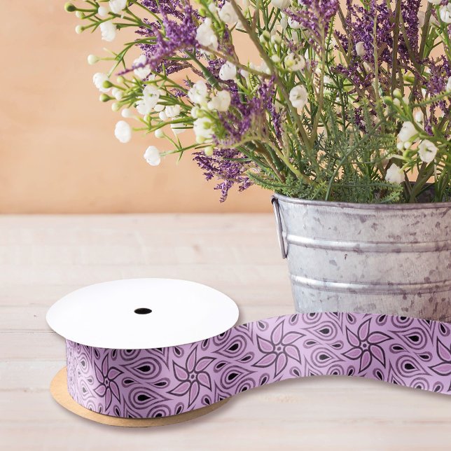  Elegant Floral Pattern Pastel Purple Pretty Lilac Satin Ribbon (Creator Uploaded)