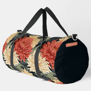 Elegant Floral Pattern Personalised Name Duffle Bag