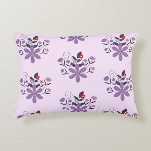 Elegant floral pattern purple violet grey red decorative cushion