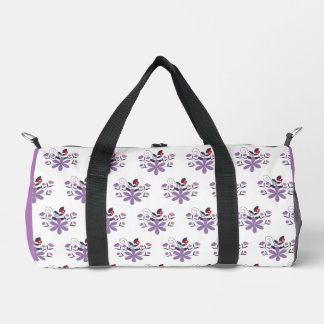 Elegant floral pattern purple violet grey red  duffle bag