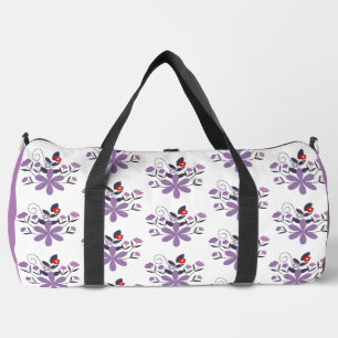Elegant floral pattern purple violet grey red duffle bag