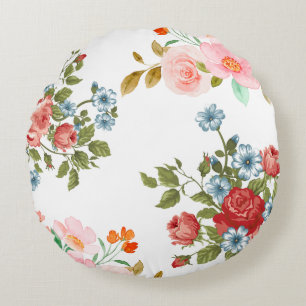 Elegant floral pattern round cushion