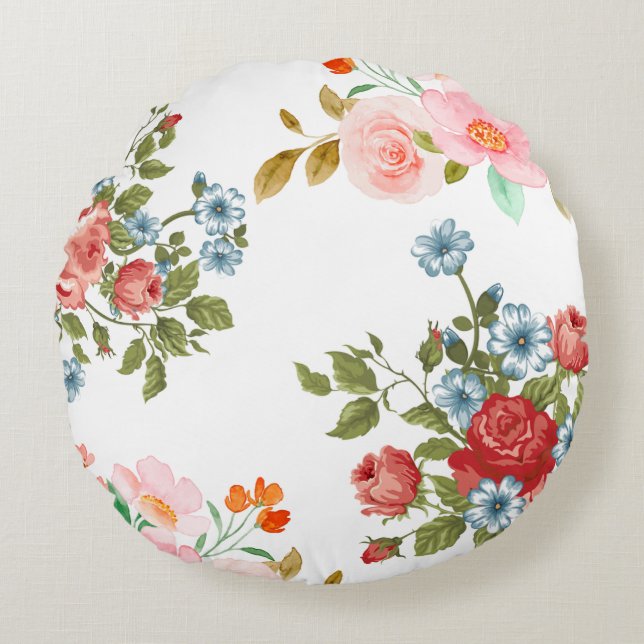 Elegant floral pattern   round cushion (Front)