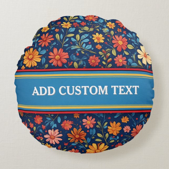 Elegant Floral Pattern Round Cushion (Front)