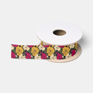 Elegant floral pattern satin ribbon