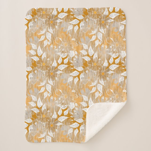 Elegant floral pattern.  sherpa blanket (Front)