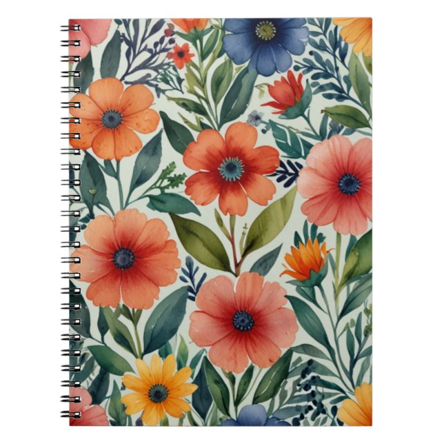 Elegant Floral Pattern Spiral Photo Notebook (Front)