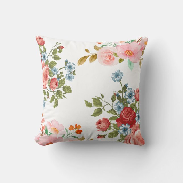 Elegant floral pattern square  cushion (Front)
