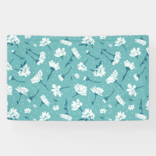 Elegant Floral Pattern - Teal & White Botanical Banner
