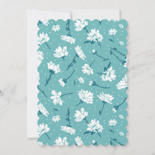 Elegant Floral Pattern - Teal & White Botanical Invitation