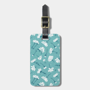 Elegant Floral Pattern - Teal & White Botanical Luggage Tag