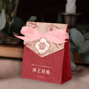 Elegant Floral Pattern Thank You Chinese Wedding Favour Box
