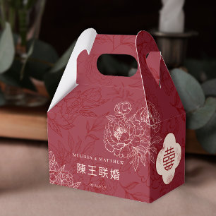 Elegant Floral Pattern Thank You Chinese Wedding  Favour Box