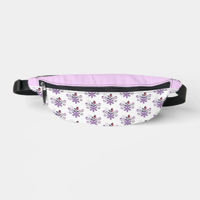 Elegant floral pattern violet purple grey red bum bags (Front)