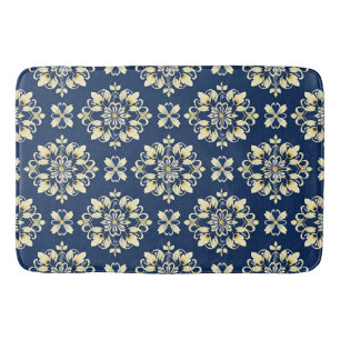 Elegant Floral Pattern with Golden Accents Bath Mat