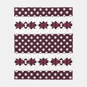 Elegant Floral Pattern with Lotus and Blossom Fleece Blanket