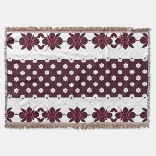 Elegant Floral Pattern with Lotus and Blossom Throw Blanket