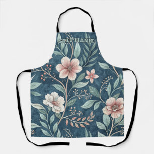 Elegant Floral Pattern with Pink & Cream Blossoms Apron