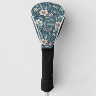 Elegant Floral Pattern with Pink & Cream Blossoms Golf Head Cover