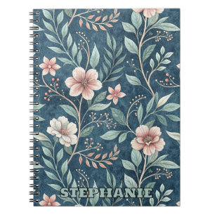Elegant Floral Pattern with Pink & Cream Blossoms Notebook