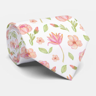 Elegant Floral Pattern with Pink Peonies and Lilie Tie