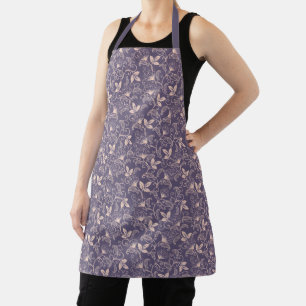 Elegant Floral Pattern with Red and Blue Leaves Ap Apron