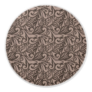 Elegant Floral Pattern with Red and Blue Leaves Ce Ceramic Knob