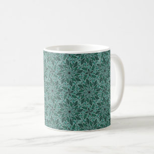 Elegant Floral Pattern with Red and Blue Leaves Co Coffee Mug